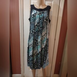 Perceptions New York women's plus size 14 blue and black dress